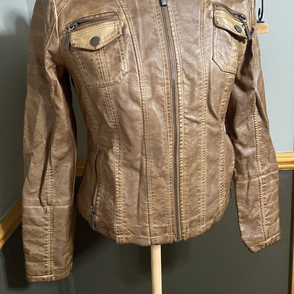 Jou Jou light brown faux leather jacket size small - Picture 7 of 11